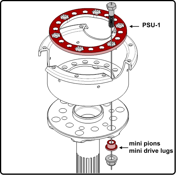 e-props drill adapter hub Rotax serie 9 with alternator : 6 mini drive lugs