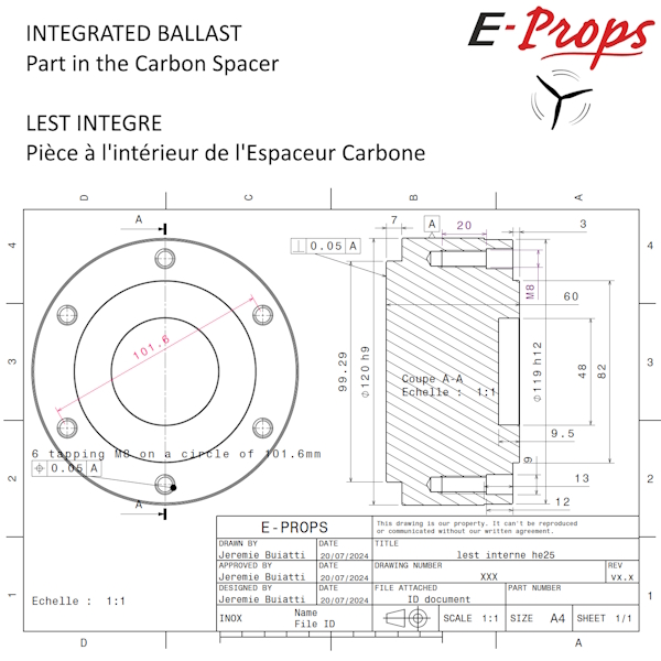 e-props gamme V20 lest intégré équilibrage ULM